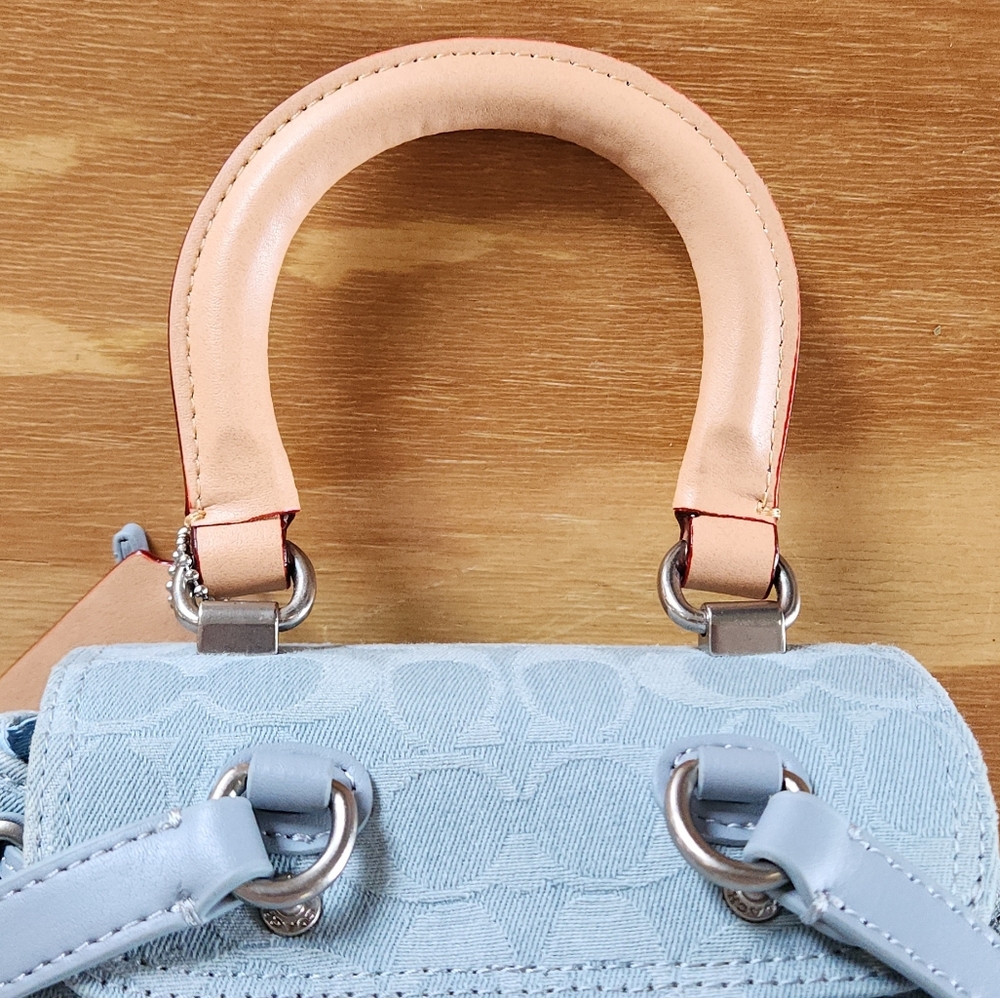 Coach Riya 21 Washed Denim Backpack - Picture 12 of 15
